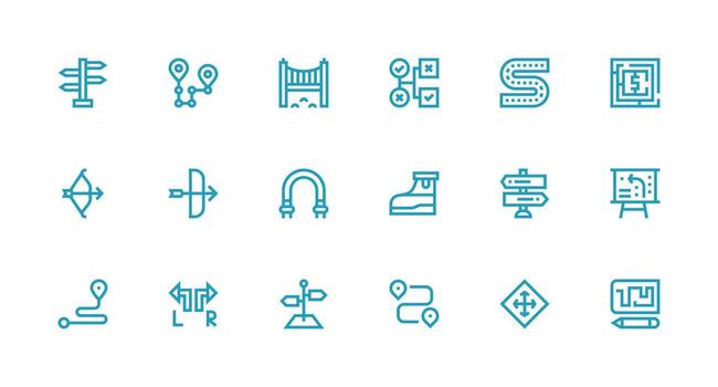 Path featuring 18 Icons in Strong Stroke Line Design Neat Icon Set vector