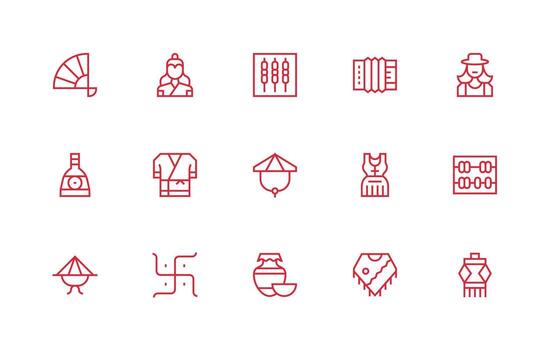 Traditional including 15 Regular Line Illustrations Simple Icons for Interface and Wireframes vector