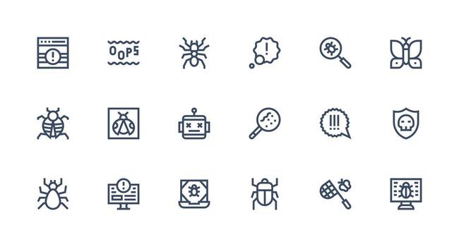 error icono colección con 18 fuerte carrera línea diseños lleno icono biblioteca para ui diseñadores vector