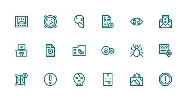 Strong Stroke Line Icons from Error Message Set with 18 Vectors Neat Icon Set