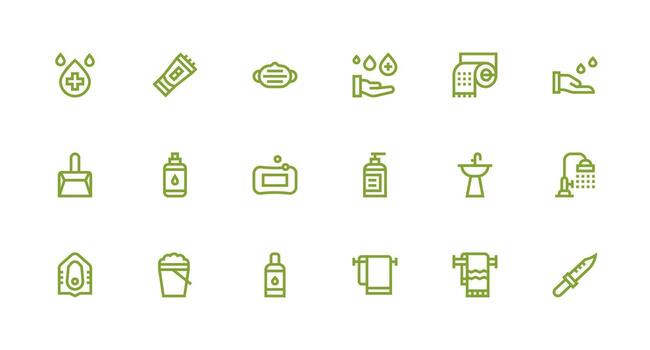 fuerte carrera línea íconos desde higiene conjunto con 18 vectores limpiar conjunto para diseño prototipos