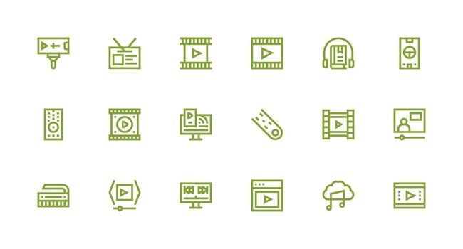 18 Icons for Media Player in Strong Stroke Line Format Digital Icon Collection vector