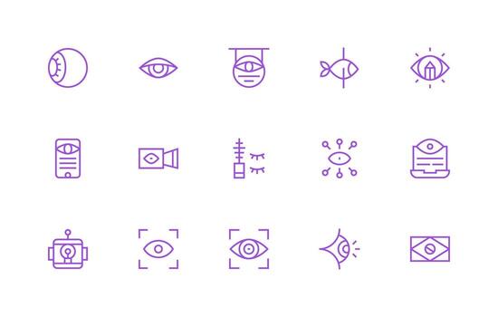 Eye Visual Pack containing 15 Regular Line Icons Simple Icons for Interface and Wireframes vector