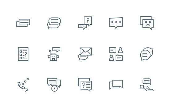 apoyo solicitud visual paquete conteniendo 15 regular línea íconos interfaz icono colección vector