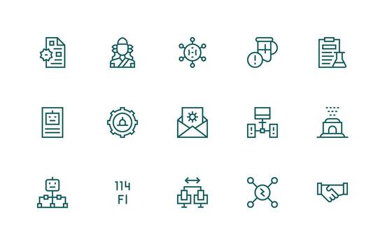 protocolo visual paquete conteniendo 15 regular línea íconos organizado glifo íconos para rápido diseño vector