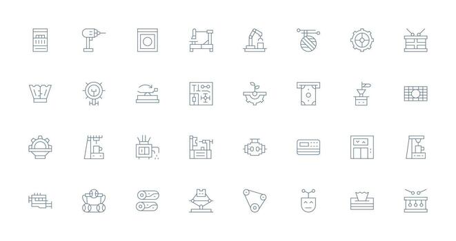 32 Icons for Machine in Thin Line Format Balanced Icon Set for Functional Design vector