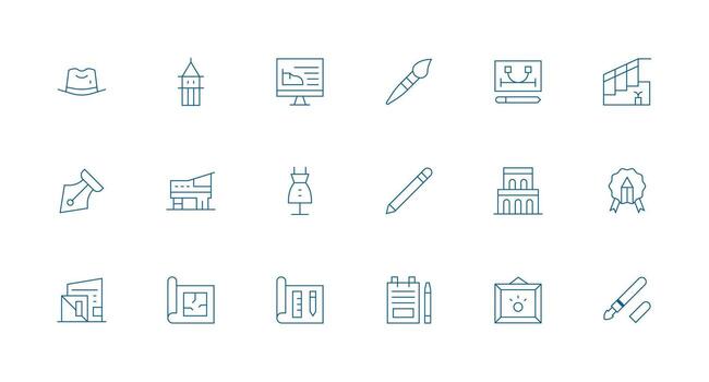 mínimo línea íconos desde bosquejo conjunto con 18 vectores organizado paquete para proyecto bienes