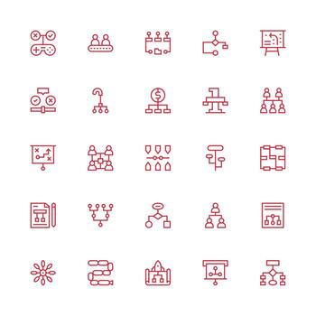 Flowchart Set with 25 Medium Stroke Outline Icons Icon Set for Apps vector