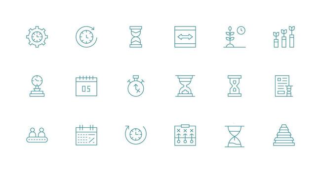 Timeline featuring 18 Icons in Minimal Line Design Scalable Icons for All Themes vector