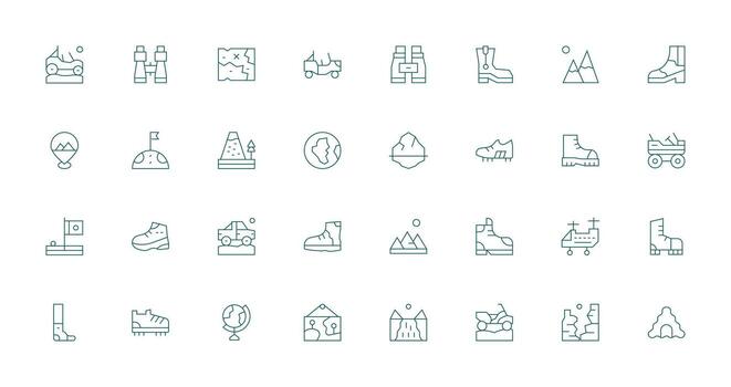 Terrain Design Icons featuring 32 in Thin Line Style Complete Icon Set for Mobile Apps vector
