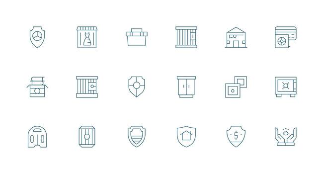 custodia diseño íconos presentando 18 en mínimo línea estilo optimizado icono paquete para digital productos vector