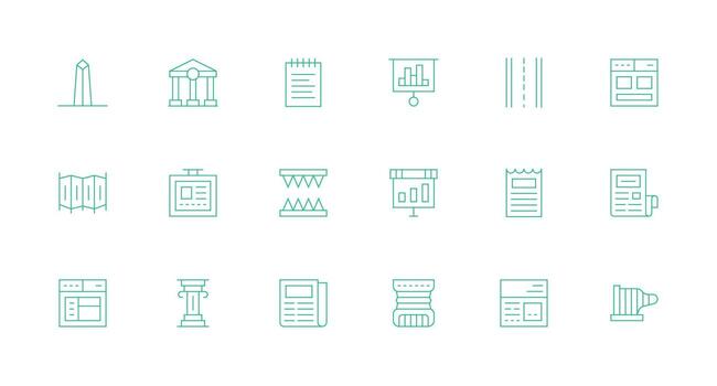 Minimal Line Icons from Column Set with 18 Vectors Flexible Icon System for Web Interfaces