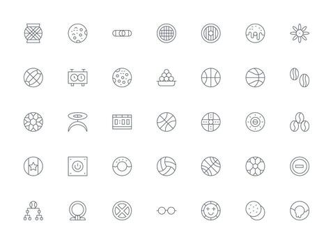 Light Line Style Round Icons with 35 Vectors Quick Access Icons for UI Development