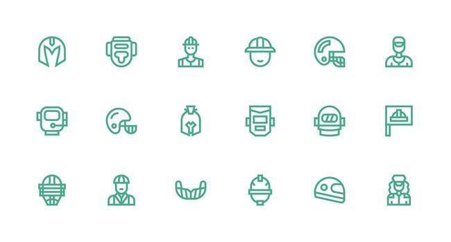 18 Strong Stroke Line Vectors for Helmet Theme UI Icon Set