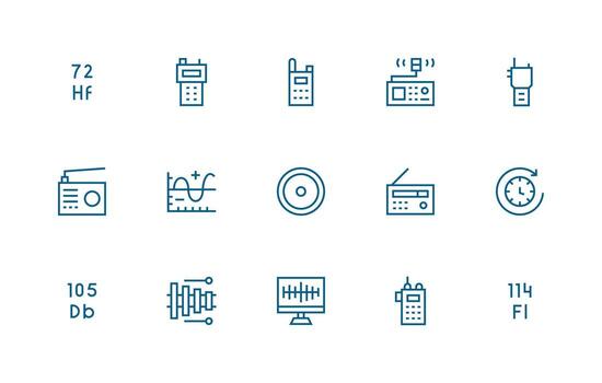 15 Regular Line Style Icons from Frequency Collection Complete Icon Set for Mobile Apps vector