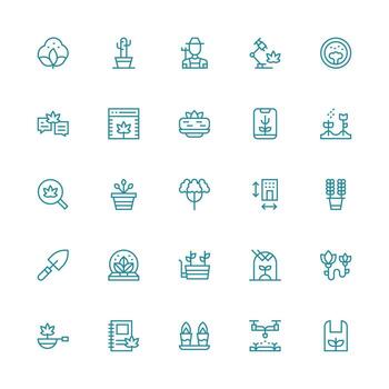 25 Icons for Grow in Medium Stroke Outline Format Minimal Icon Set for Interface Projects vector