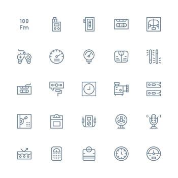 25 Medium Stroke Outline Style Icons from Analog Collection Flat Icon Set vector