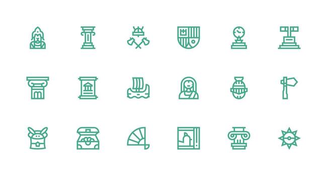 Ancient featuring 18 Icons in Strong Stroke Line Design Basic Icon Series vector