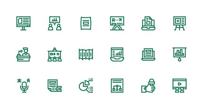 fuerte carrera línea íconos desde presentación conjunto con 18 vectores compacto icono paquete