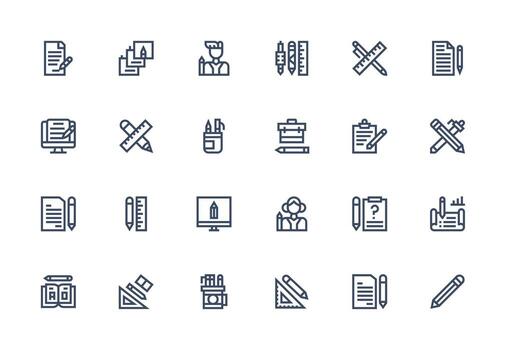 Pencil featuring 24 Icons in Thick Line Line Design Web and App Icon Pack Collection vector