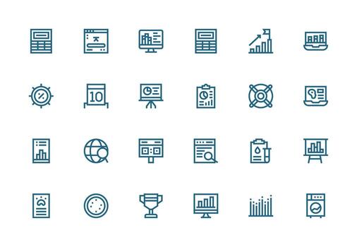 24 Icons for Results in Thick Line Line Format Quick Access Icons for UI Development vector