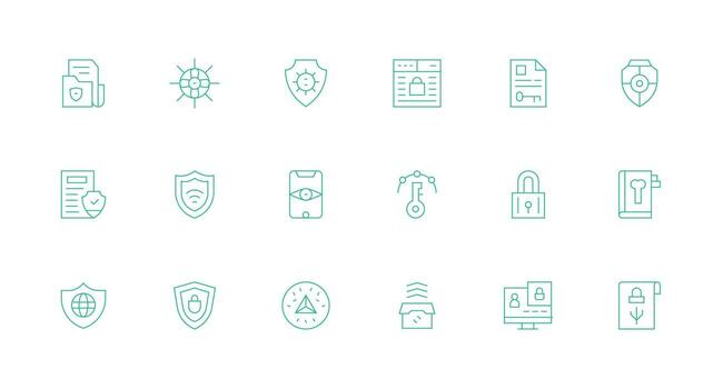 Encryption featuring 18 Icons in Minimal Line Design Light Icon Series vector