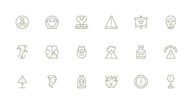 Danger Sign Design Icons featuring 18 in Minimal Line Style Icons Built for Visual Consistency Pack vector