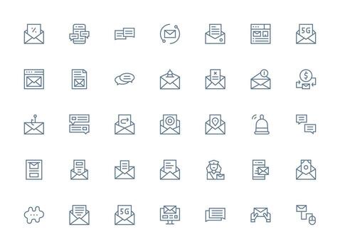 35 regular limpiar línea vectores para correo electrónico tema alta resolución íconos para ninguna plataforma