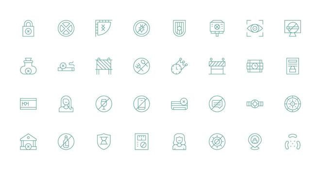 32 Thin Line Icons for Restricted Graphics User Interface Icons for Digital Products vector