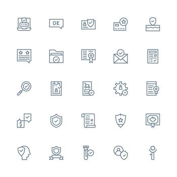 25 íconos para validado en medio carrera contorno formato íconos construido para visual consistencia paquete vector