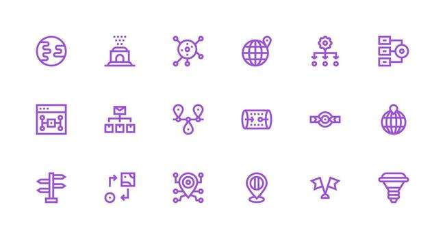 18 Routing Icons in Strong Stroke Line Aesthetic High-Resolution Icons for Any Platform vector