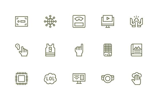 Digital including 15 Regular Line Illustrations Responsive Icon Set for Flexible Layouts vector