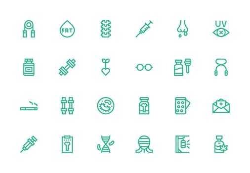 Health featuring 24 Icons in Thick Line Line Design User Interface Icons for Digital Products vector