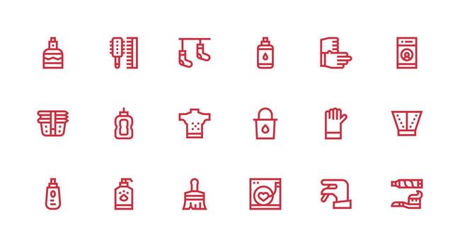 18 Icons for Cleaning in Strong Stroke Line Format Clean Icon Collection for Web Use vector