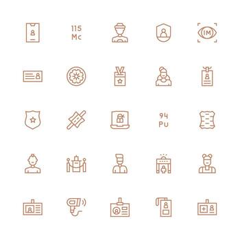 identificación conjunto con 25 medio carrera contorno íconos usuario interfaz íconos para digital productos vector