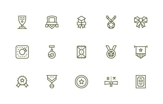 Merit Set with 15 Regular Line Icons Neutral Style Icons for Any Project vector