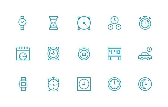15 Regular Line Vectors for Minute Theme Style Icon Set