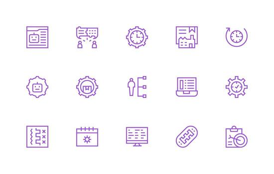 Workflow Design Icons featuring 15 in Regular Line Style Essential Icon Collection vector
