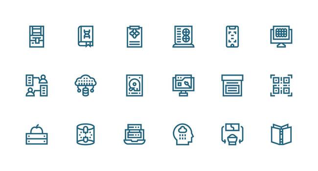 18 Icons for Information Technology in Strong Stroke Line Format Reusable Icon Set vector