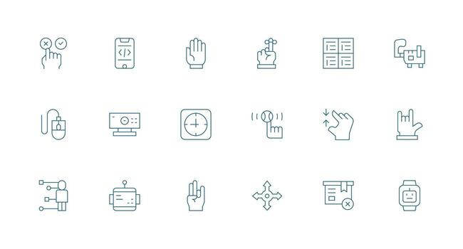 18 mínimo línea estilo íconos desde interfaz colección profesional icono paquete para desarrollo trabajo vector