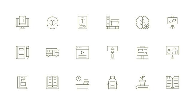 18 Icons for Learning in Minimal Line Format Basic Icon Series vector