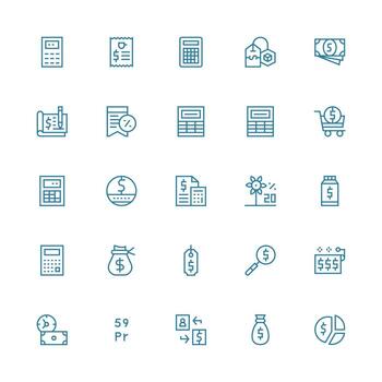 Medium Stroke Outline Icons from Cost Set with 25 Vectors Multi-Style Icon Collection
