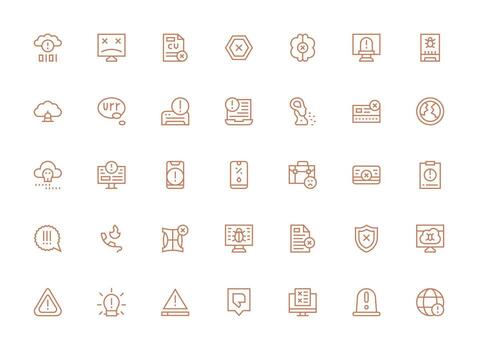 error icono colección con 35 regular limpiar línea diseños reutilizable icono conjunto vector