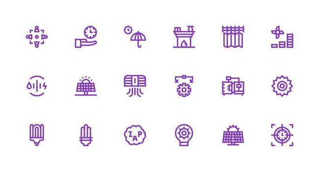 18 Strong Stroke Line Designs for Efficient Icons Complete Icon Set for Mobile Apps vector