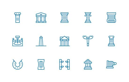 15 Icons for Pillar in Regular Line Format Clean Icon Pack vector