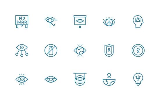 Awareness Icon Set with 15 Regular Line Graphics Multi-Purpose Icon Pack for Templates vector