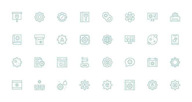 Customization Icon Collection with 32 Thin Line Designs User Interface Icons for Digital Products vector
