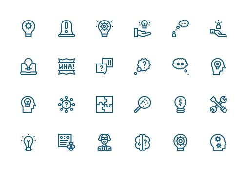 problema resolviendo icono conjunto con 24 grueso línea línea gráficos de múltiples fines icono conjunto vector