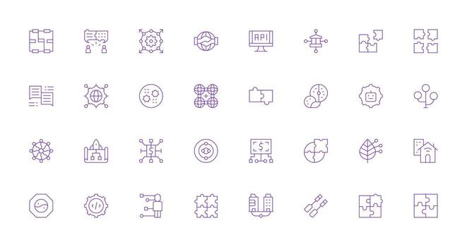 32 Thin Line Vectors for Integration Theme Flexible Icon System for Web Interfaces