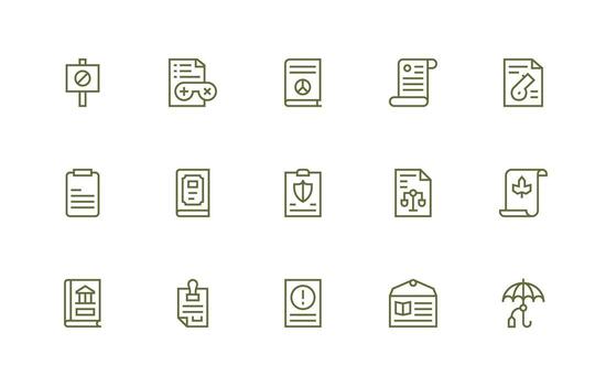 Policy Set with 15 Regular Line Icons Dashboard Icon Series vector